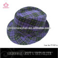 Custom Blue checked fedora hat para la venta